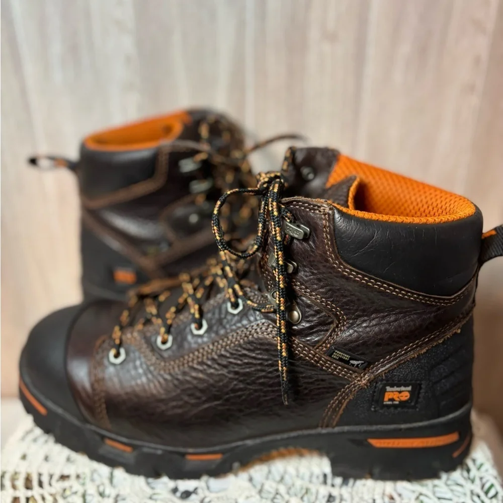 Timberland PRO Black Brown and Orange Work Boots Size 9W